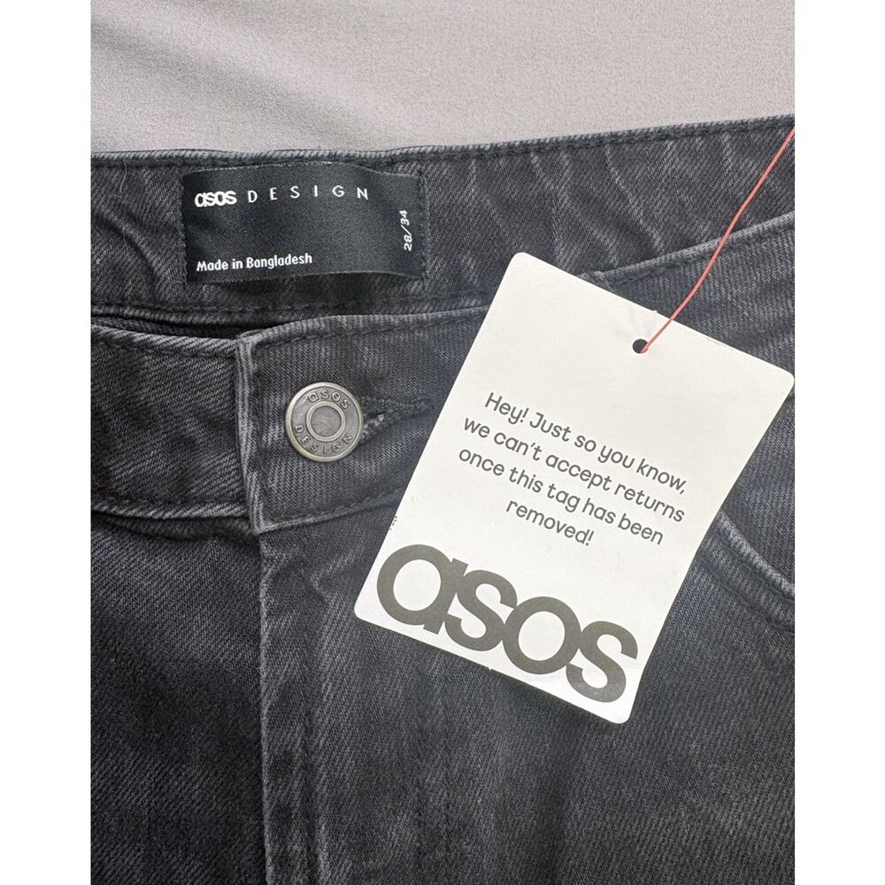 NWT ASOS DESIGN High-Waisted Jeans Washed Black Charcoal Gray Size 28x34 Tall - Picture 3 of 9